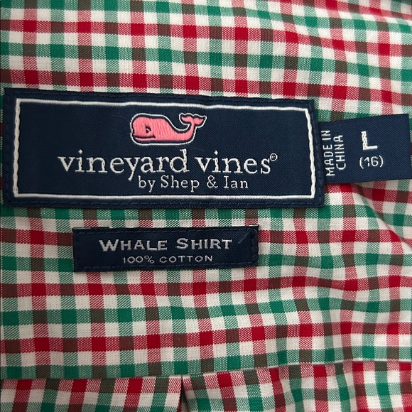 Vineyard Vines boys Size Large (16) long sleeve button down plaid Whale shirt - Picture 6 of 8